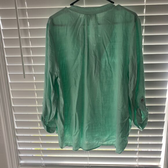 Soft Green Linen Blend Blouse PXL - Picture 12 of 13